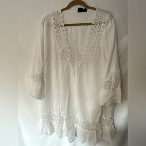 S.R. Fashions embroidered white coverup